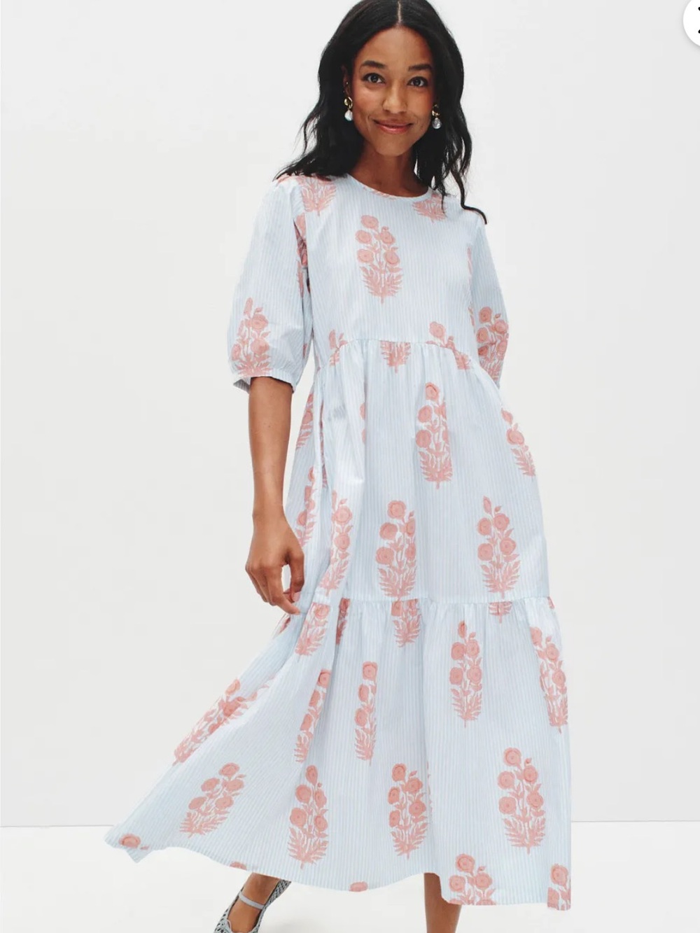 SZ Blockprints Blue Floral Gaia Dress